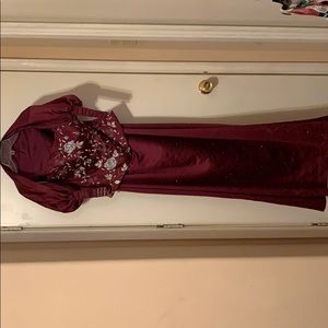 Maroon Wedding Dress with Floral details